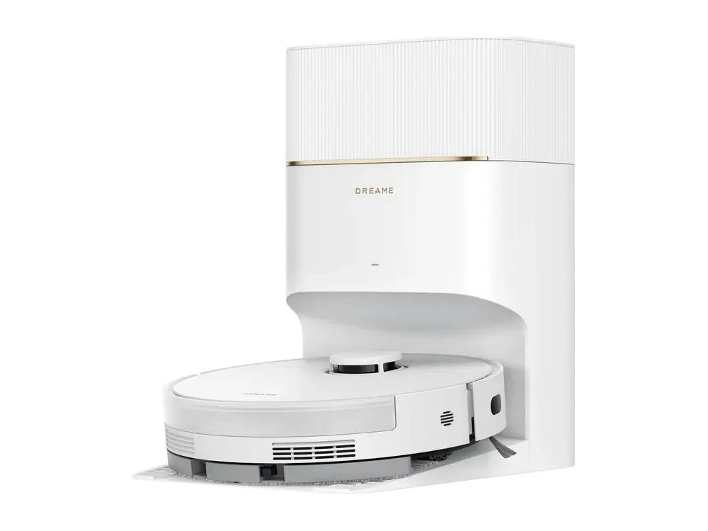 Dreame D20 Pro Plus robot vacuum on its self-emptying base (Dreame company image)
