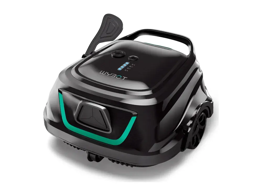WYBOT A1 cordless robotic pool cleaner, studio shot on white (WYBOT company image)